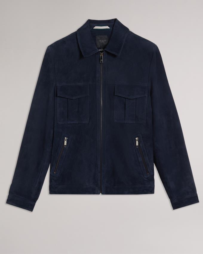 Veste Ted Baker Suede Bleu Marine Homme | QOM-64509567